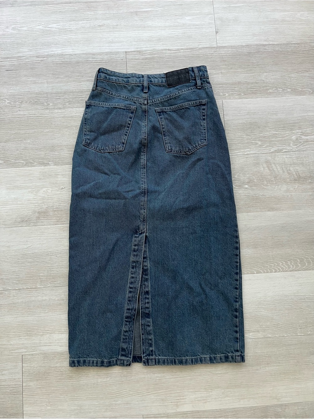 Topshop Dark Wash Denim Midi Skirt Size 6 - Picture 4 of 4
